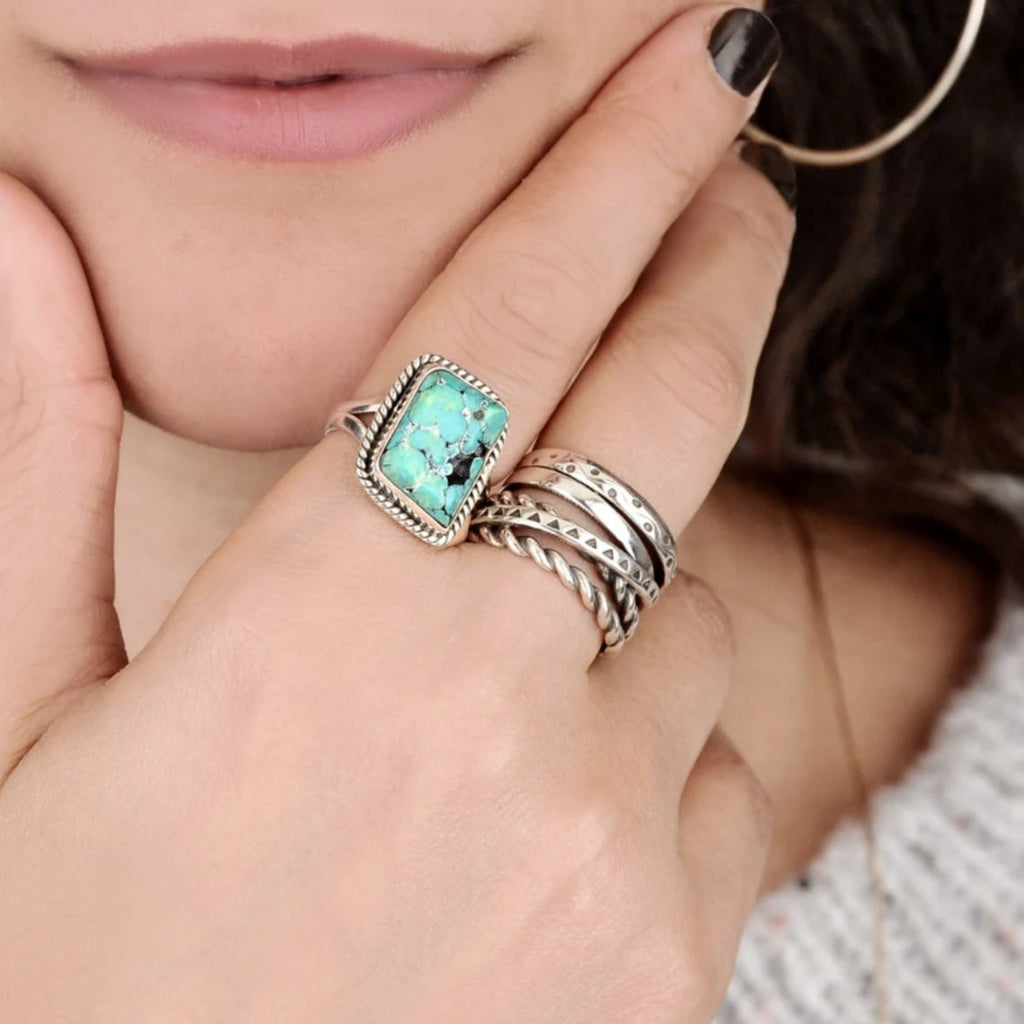 Vintage Pattern Multilayer Line Silver Plated Ring