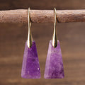 Elegant Natural Stone Amethyst Inverted Trapezoid Earrings