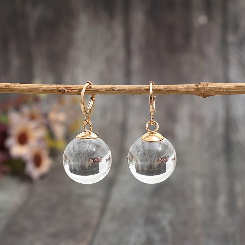 Minimalist Round Glass Pendant Dangle Earrings