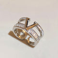 Elegant V-Design Open Zirconia Adjustable Double Ring