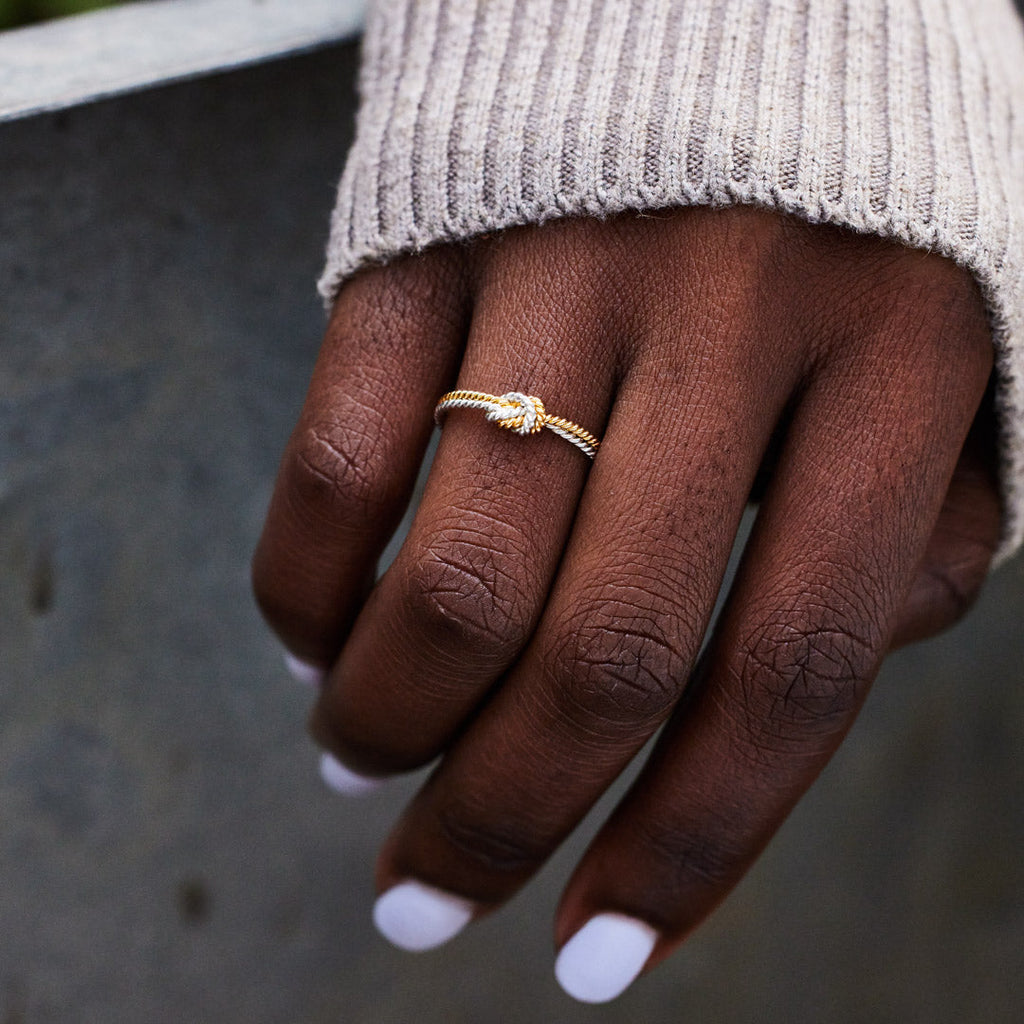 Handcrafted Mother & Daughter Bond Two Strand Knot Ring