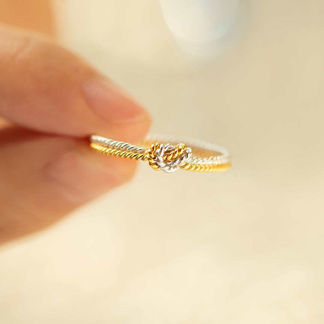 Handcrafted Mother & Daughter Bond Two Strand Knot Ring