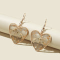 Elegant Flower Design Heart Charm Drop Earrings