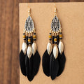 Bohemian Exaggerated Retro Style Feather Earrings