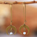 Distressed Moon Shaped Design Dangle Earrings