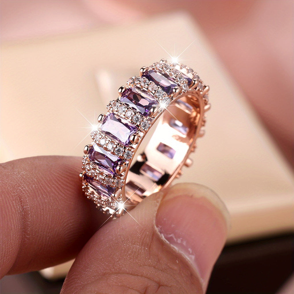 Vintage Palace Style Full Circle Purple Zirconia Ring