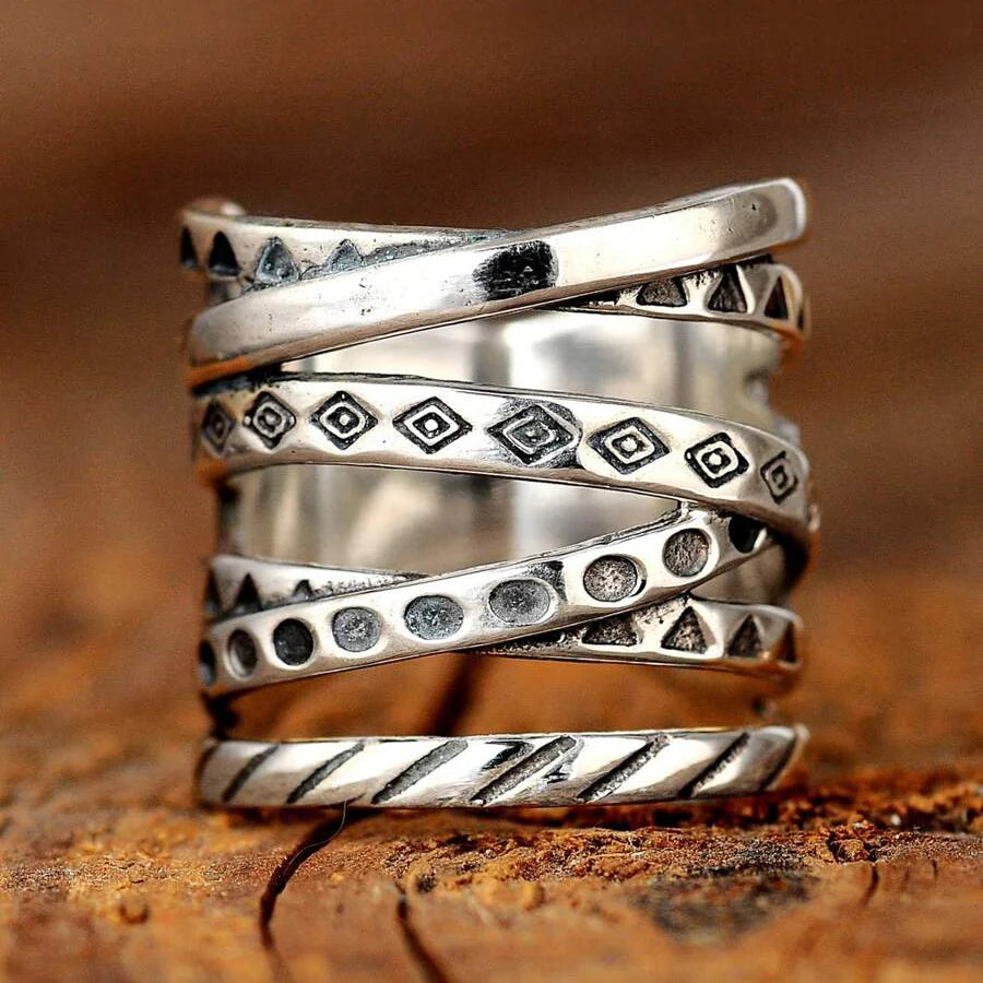 Long Wrapped Around Silver Plated Ring