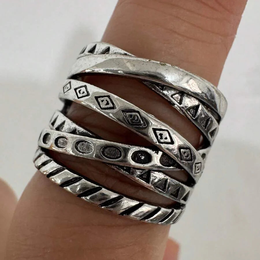Long Wrapped Around Silver Plated Ring