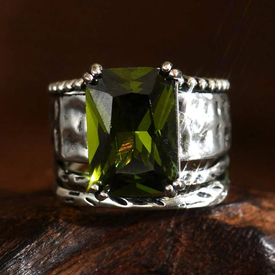 Geometric Cut Zircon Silver Plated Ring