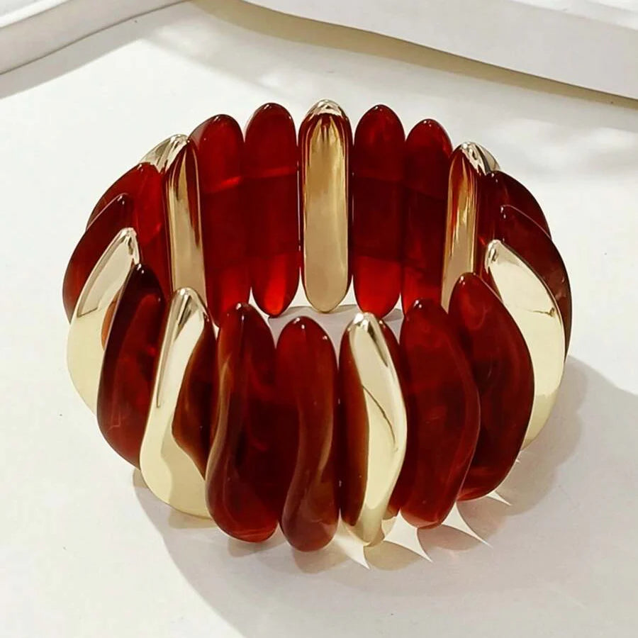 Bohemian Retro Geometric Thick Acrylic Beaded Bracelet