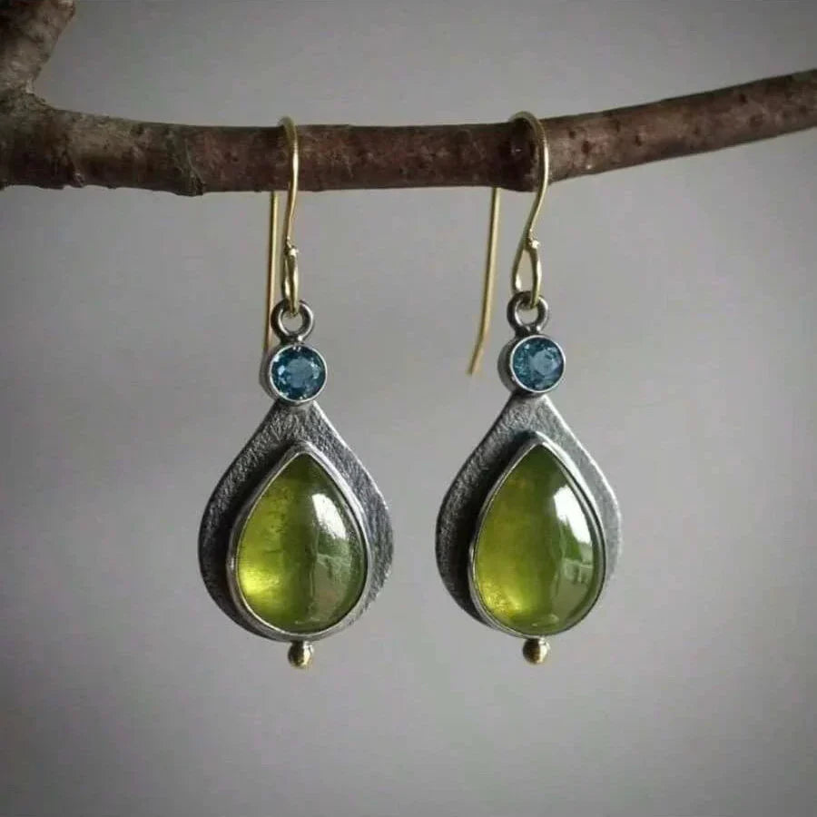 Olive Green Cube Zirconia Earrings