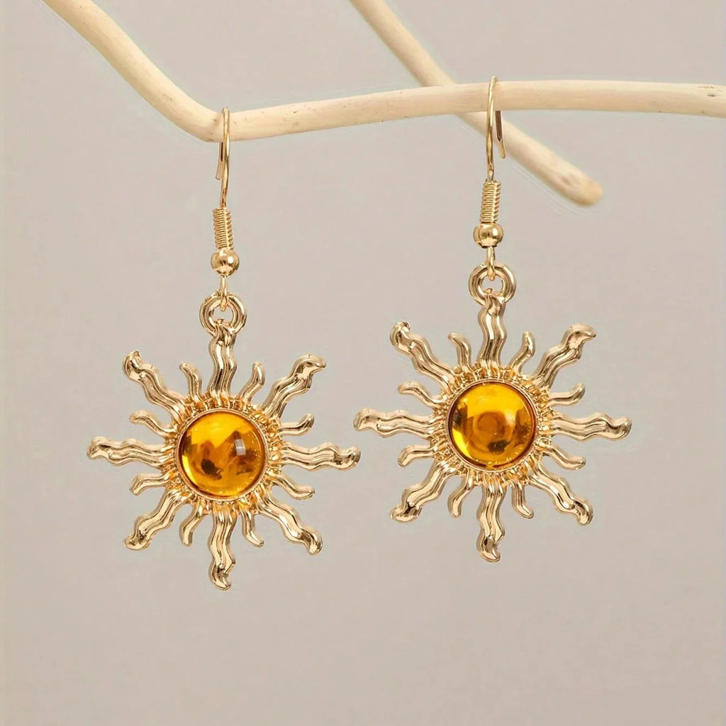Sunflower Acrylic Gold Plated Dangle Earring