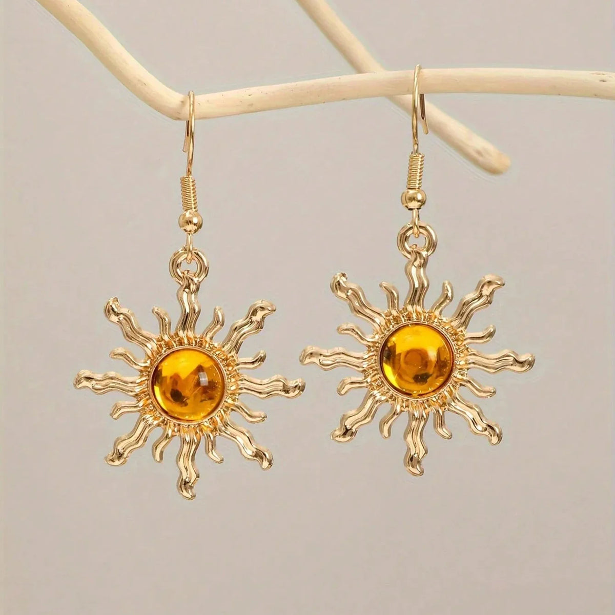 Sunflower Acrylic Gold Plated Dangle Earring