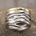 Retro Handcrafted Mixed Metal Multi Strand Wide Band