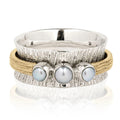 Bohemian Two Tone Round Pearls Rings