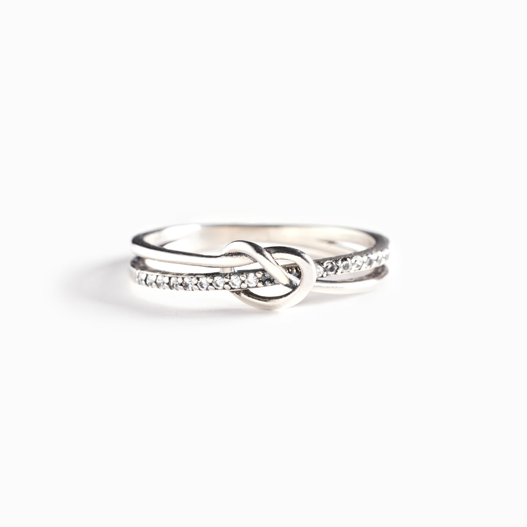 Timeless Bond Silver Knot Ring for Mother & Daughter