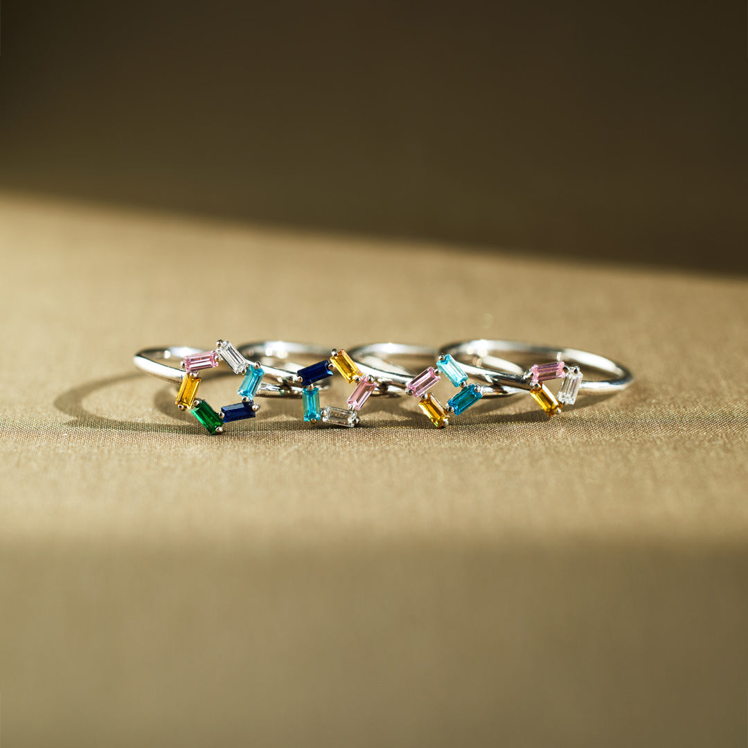 Personalized Baguette Birthstones Ring