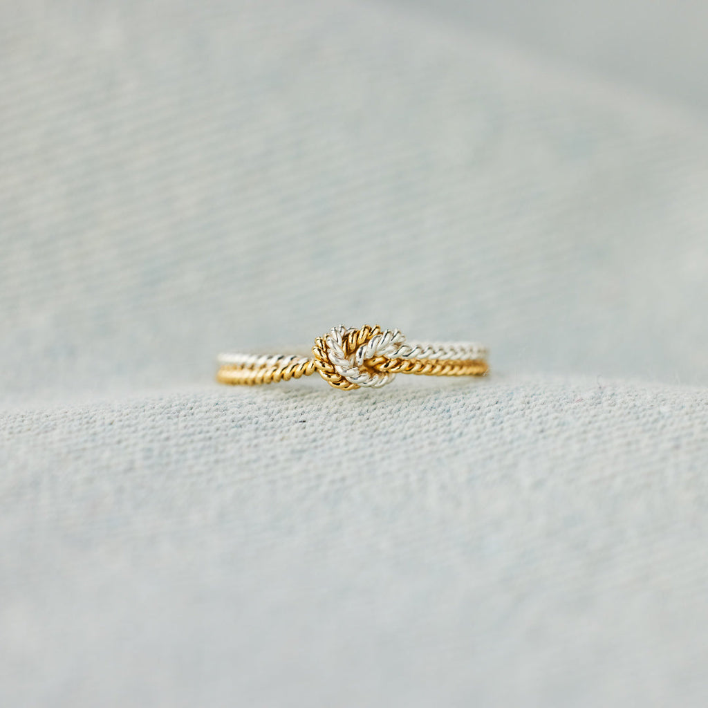 Handcrafted Mother & Daughter Bond Two Strand Knot Ring