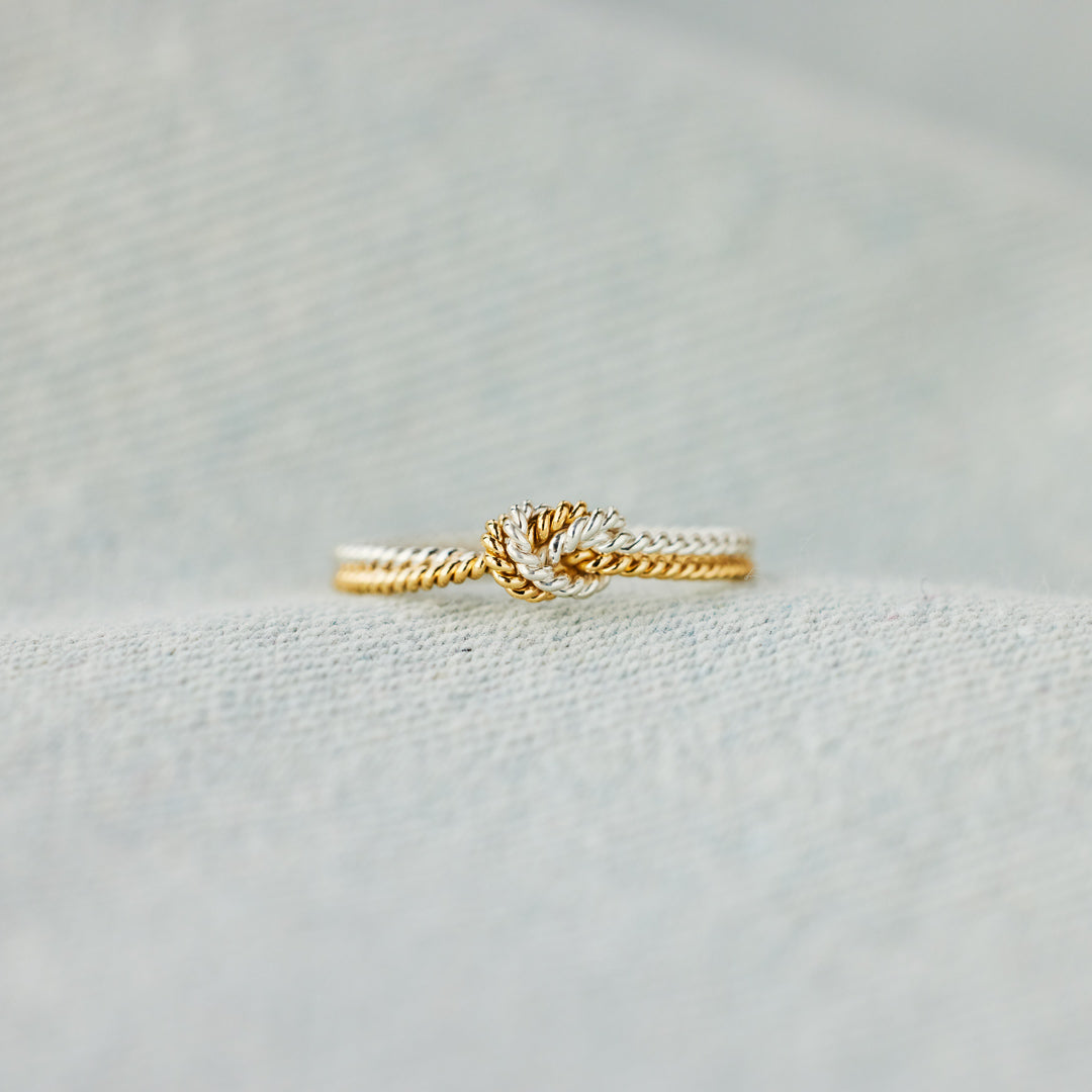 Handcrafted Mother & Daughter Bond Two Strand Knot Ring