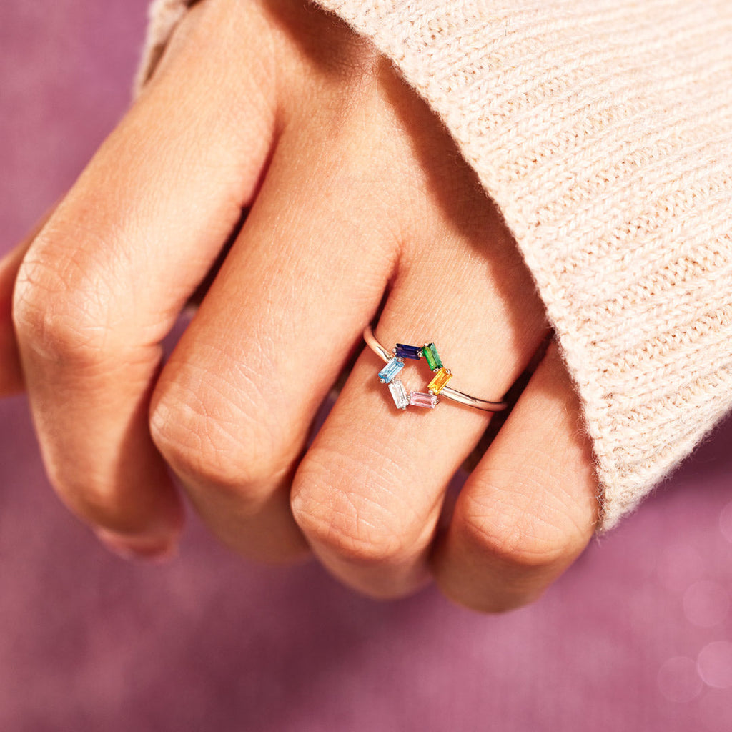 Personalized Baguette Birthstones Ring