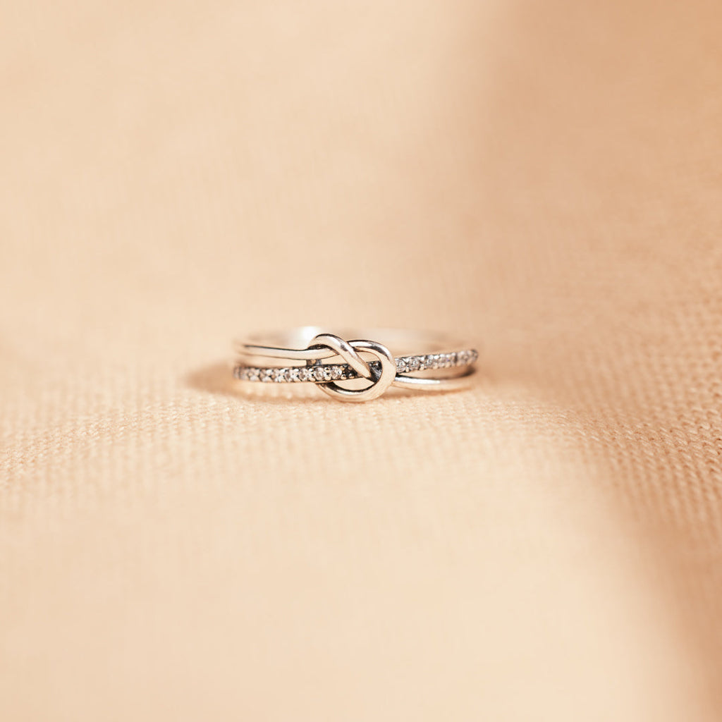 Timeless Bond Silver Knot Ring for Mother & Daughter