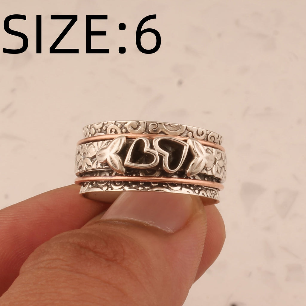 Butterfly Heart Silver Plated Spinner Ring
