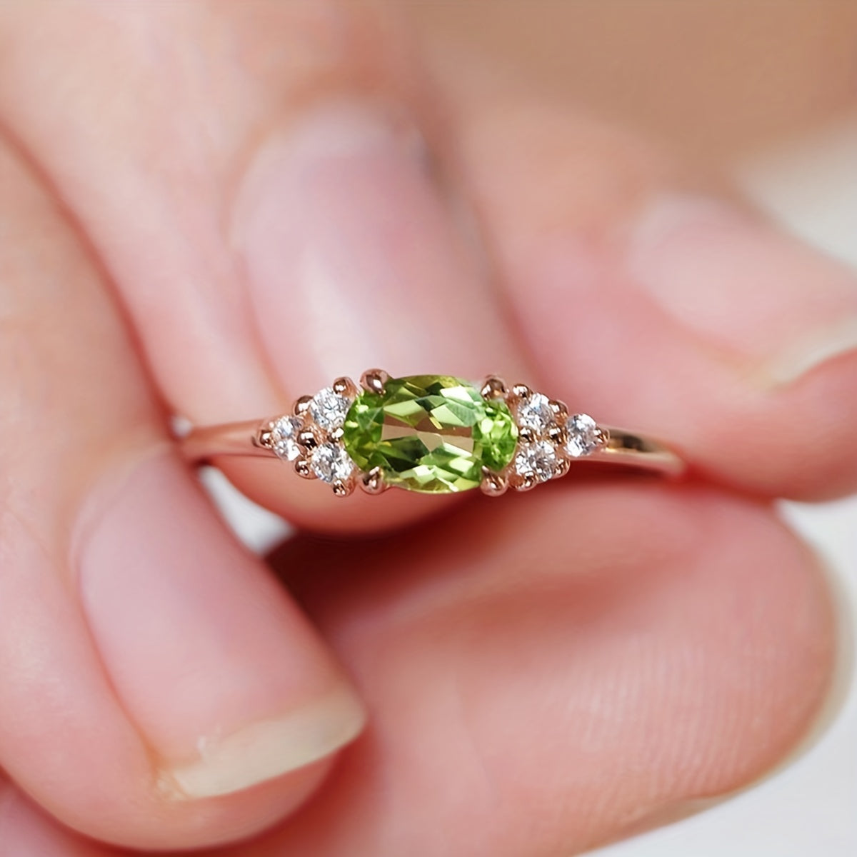 Classic Oval Zirconia Rose Gold Plated Ring