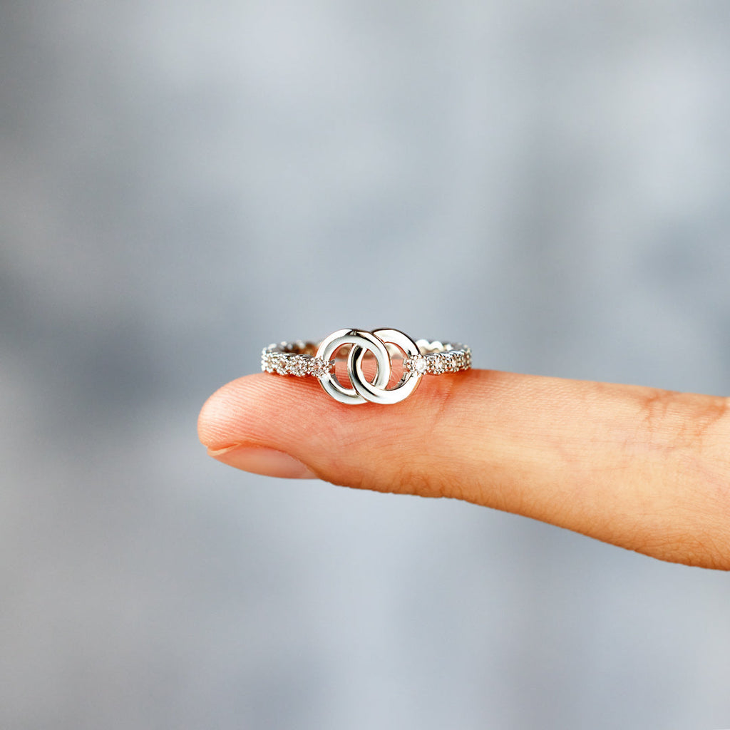 Forever Linked Mother Daughter Interlocking Pavé Ring