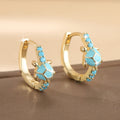 Vintage Turquoise Turtle Round Hoop Earrings