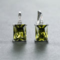 Vintage Rectangular Cut Green Zirconia Stone Stud Earrings