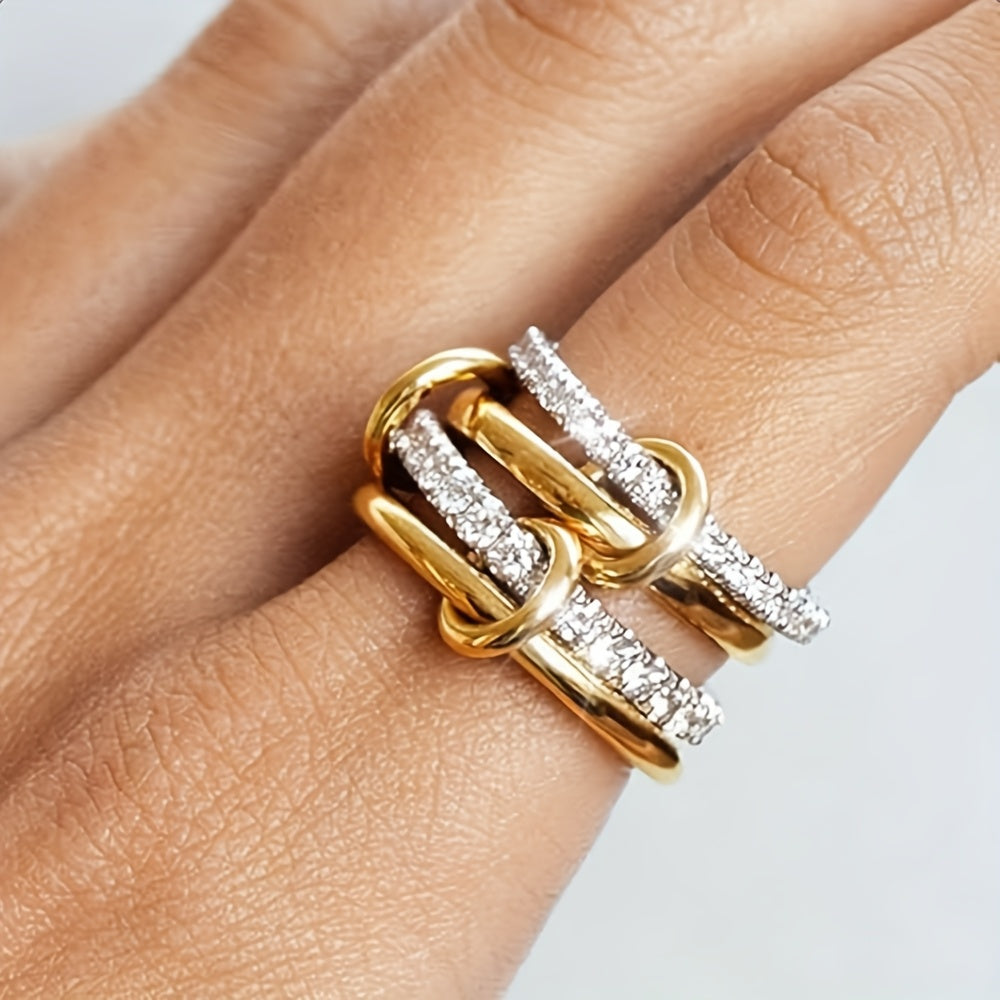 Minimalist Gold Plated Stackable Ring Set with Zirconia Accents