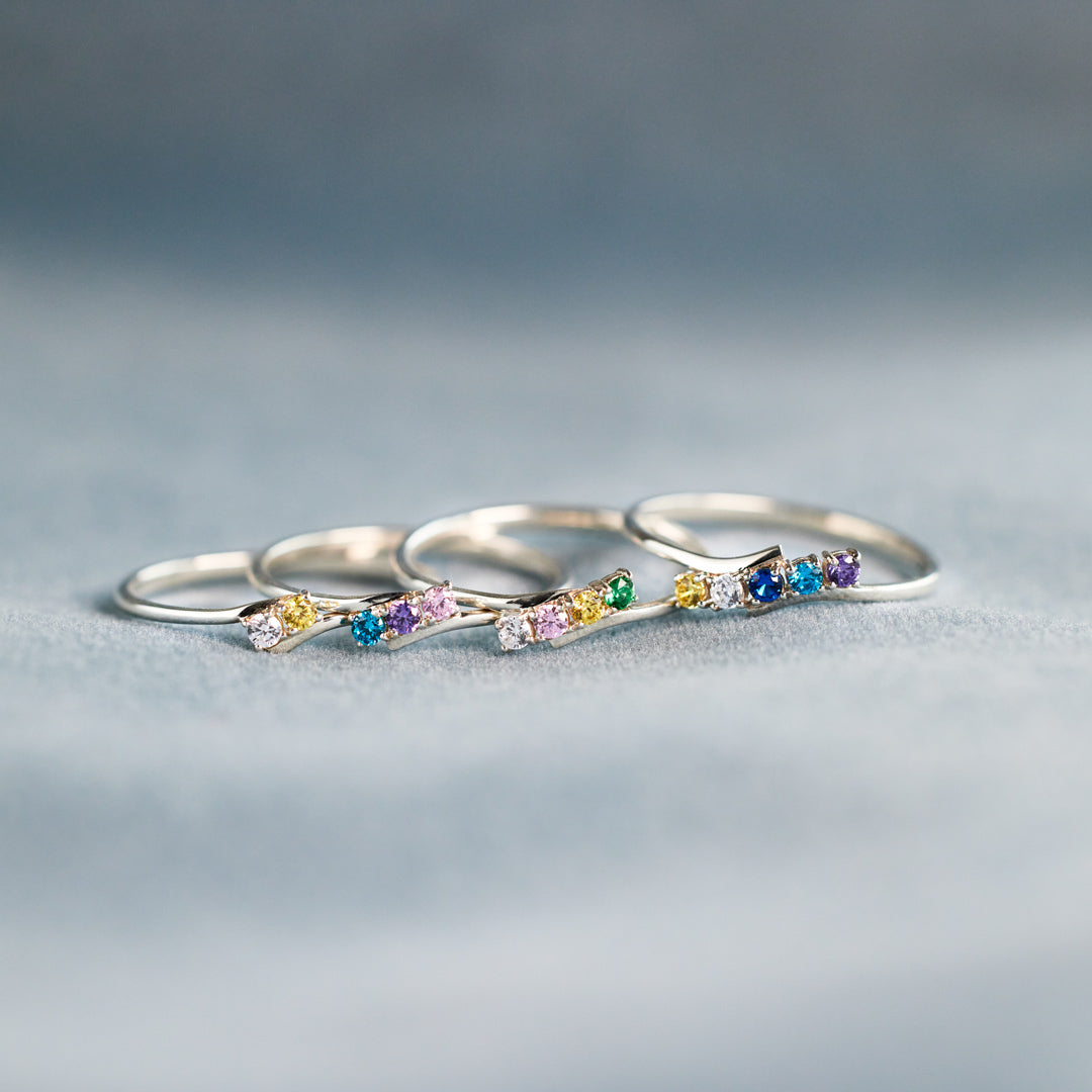 Personalized 1-6 Family Birthstones Bypass Ring