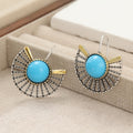 Gold Plated Fan Shape Hollow Hook Earrings