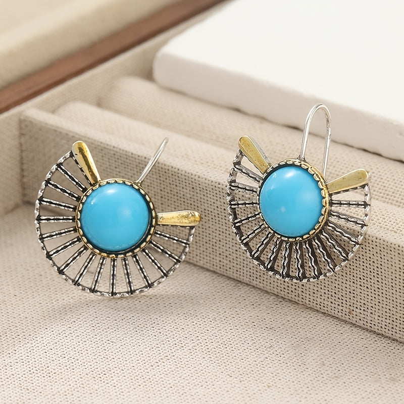 Gold Plated Fan Shape Hollow Hook Earrings