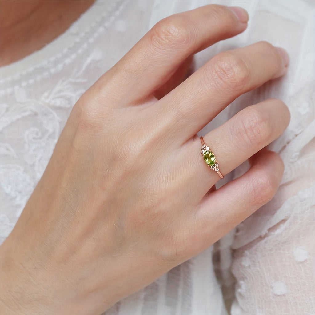 Classic Oval Zirconia Rose Gold Plated Ring