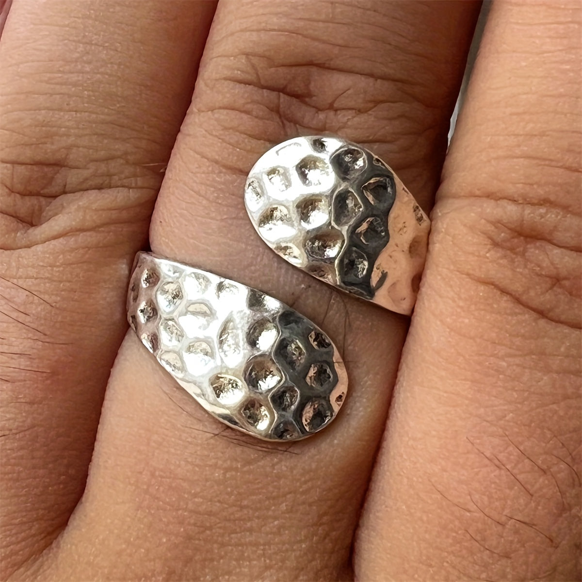 Vintage Hammered Open Cuff Gold Statement Ring