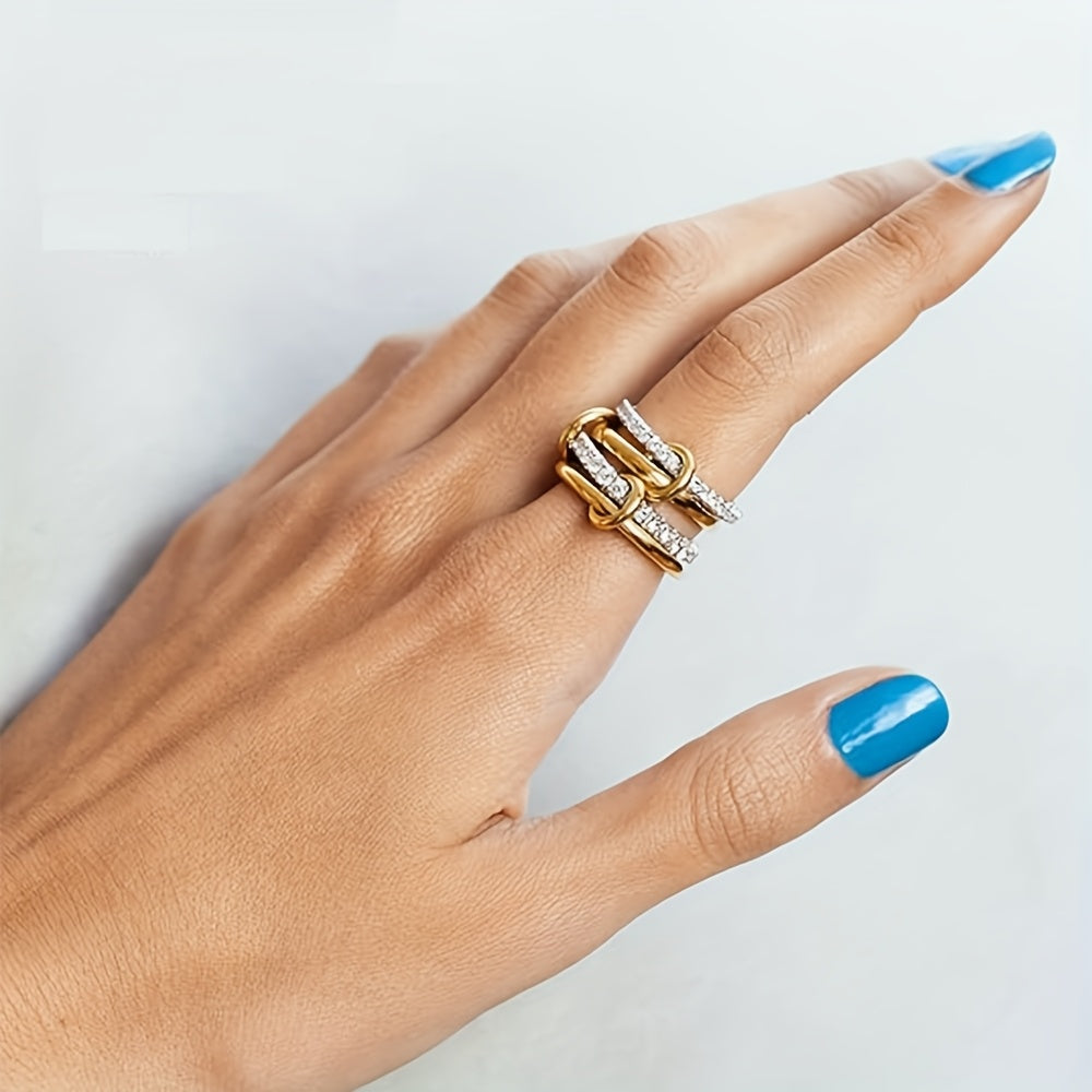 Minimalist Gold Plated Stackable Ring Set with Zirconia Accents