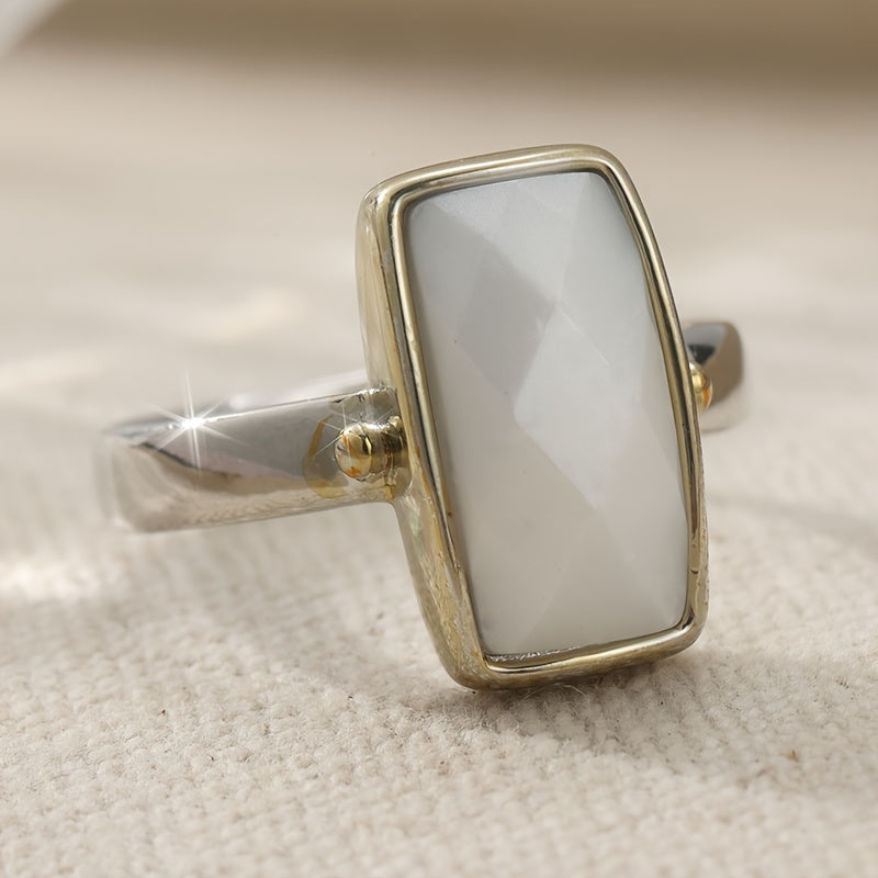 Geometric Moonstone Ring