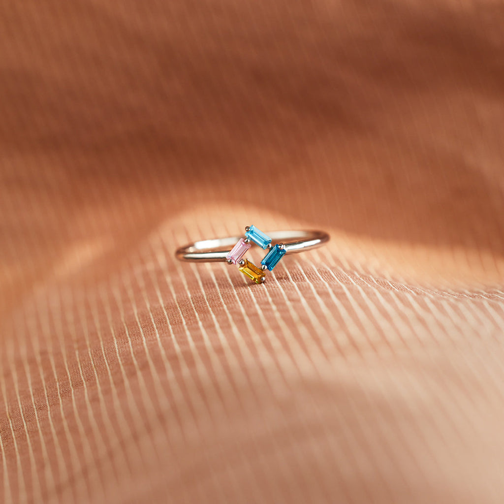 Personalized Baguette Birthstones Ring