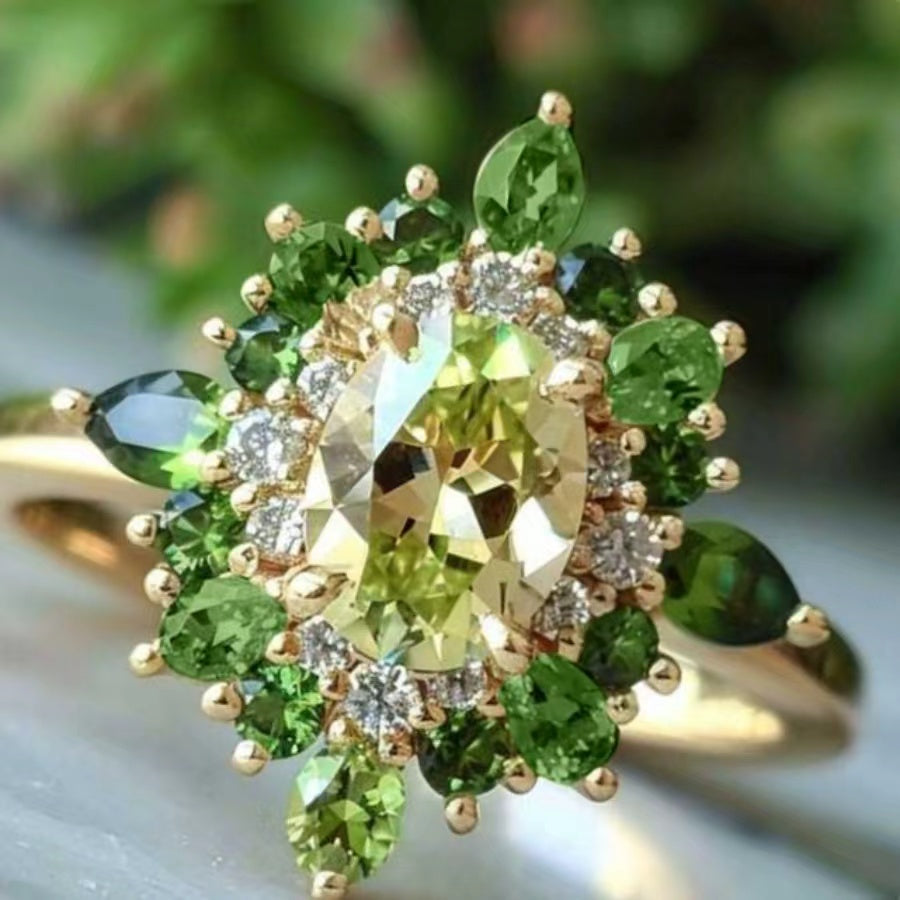 Two Tone Green Zirconia Ring