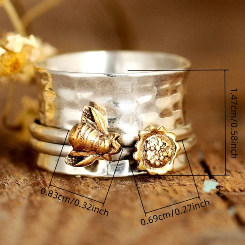 Vintage Easy Bee Flower Wide Rings