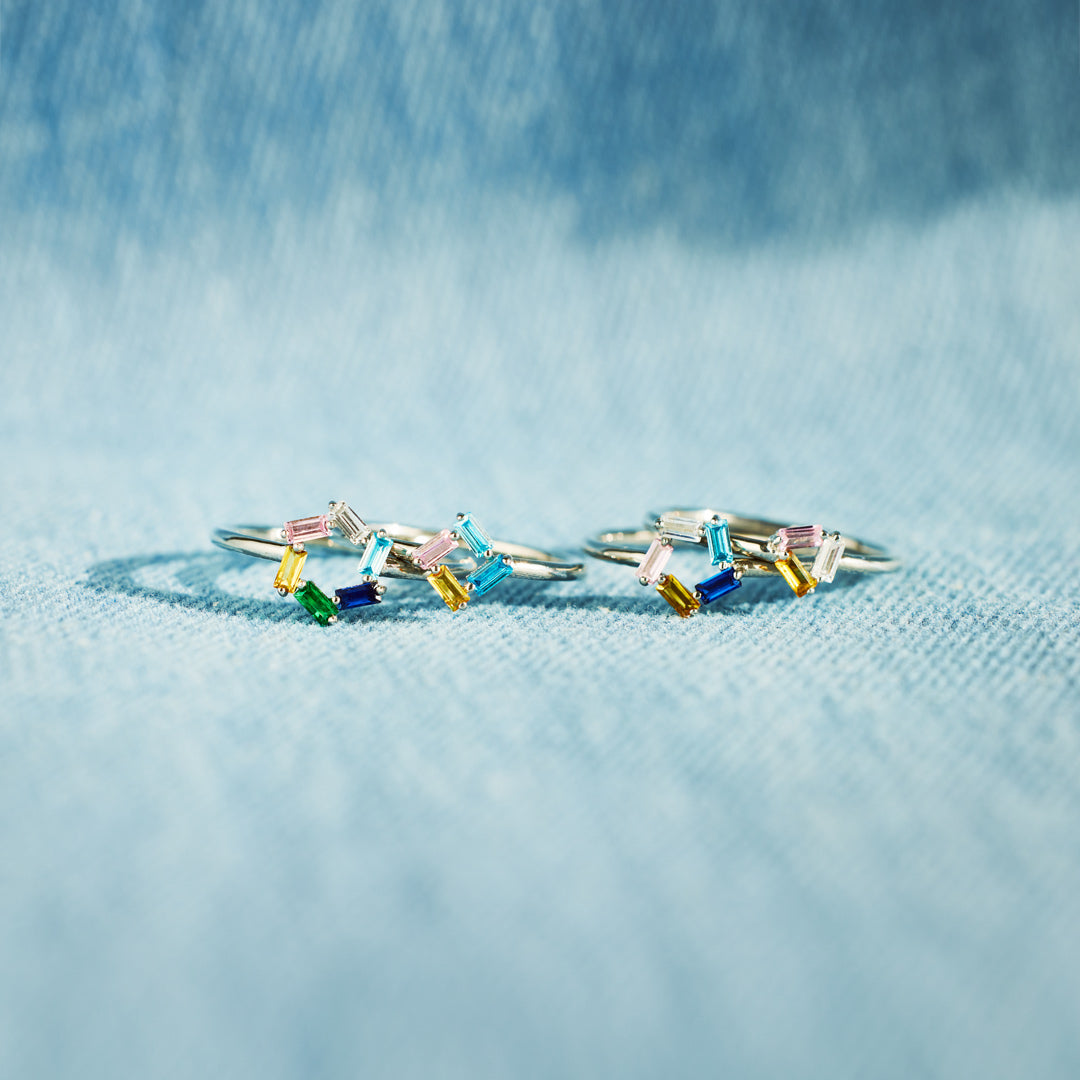 Personalized Baguette Birthstones Ring