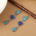 Handmade Synthetic Lapis Turquoise Pendant Earrings