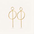 Modern Linear Style Gold Plated Circle Drop Earrings