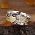 Vintage Two Tone Patterned Heart Spinner Ring