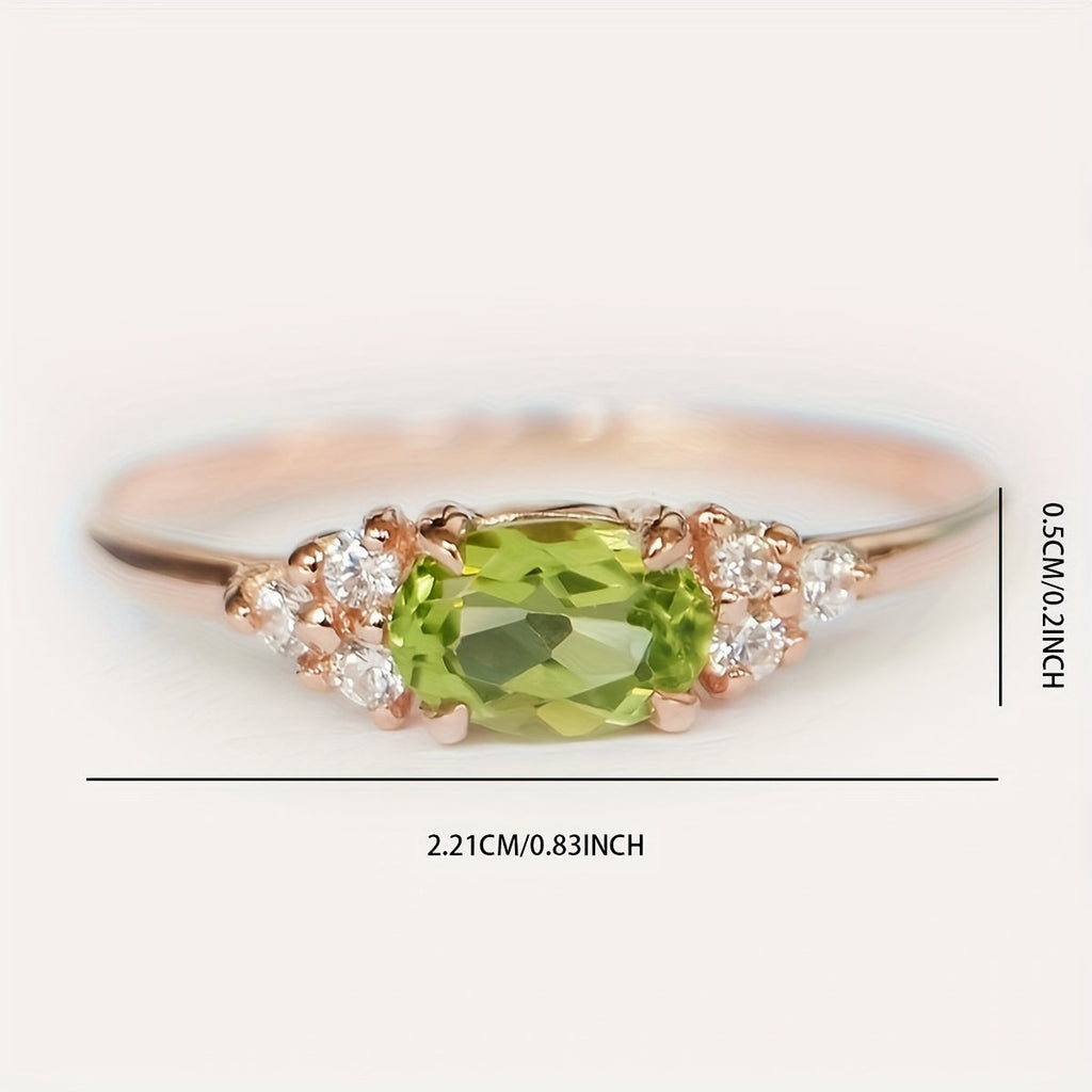 Classic Oval Zirconia Rose Gold Plated Ring