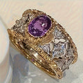 Vintage Micro Pave Purple Zirconia Wide Ring