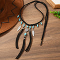 Beads Silver Feather Tassel Necklace