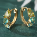 French Style Blue Green Zirconia Circular Earrings