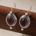 Purple Gemstone Silver Plated Drop Earrings